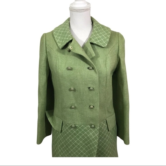 Vintage Pickfair Place Women’s small Union Made Green Check Wool Coat Union Made - Picture 8 of 12